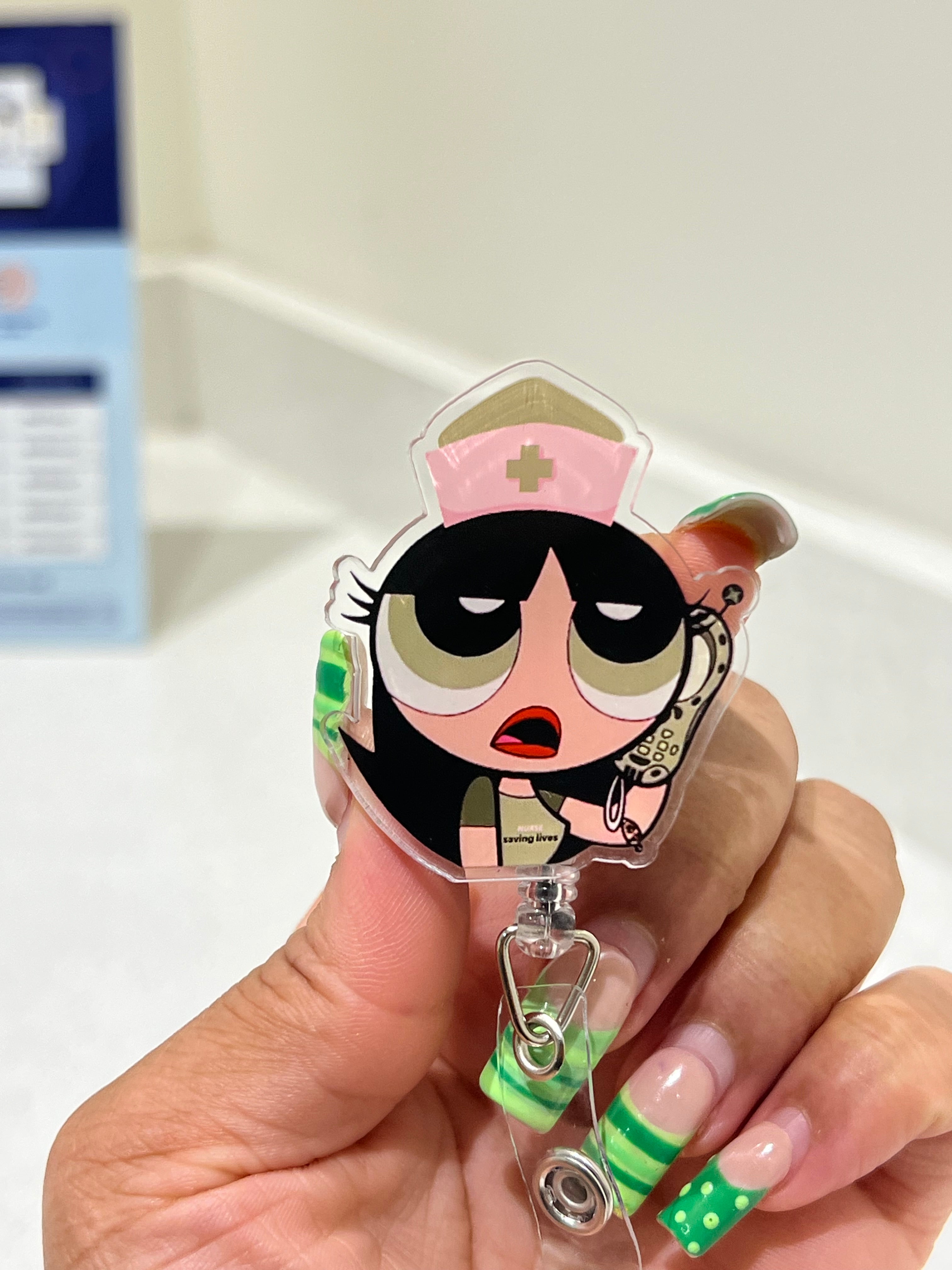Over It Nurse Buttercup Badge Reel
