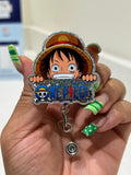 Luffy One Piece Glitter Badge Reel