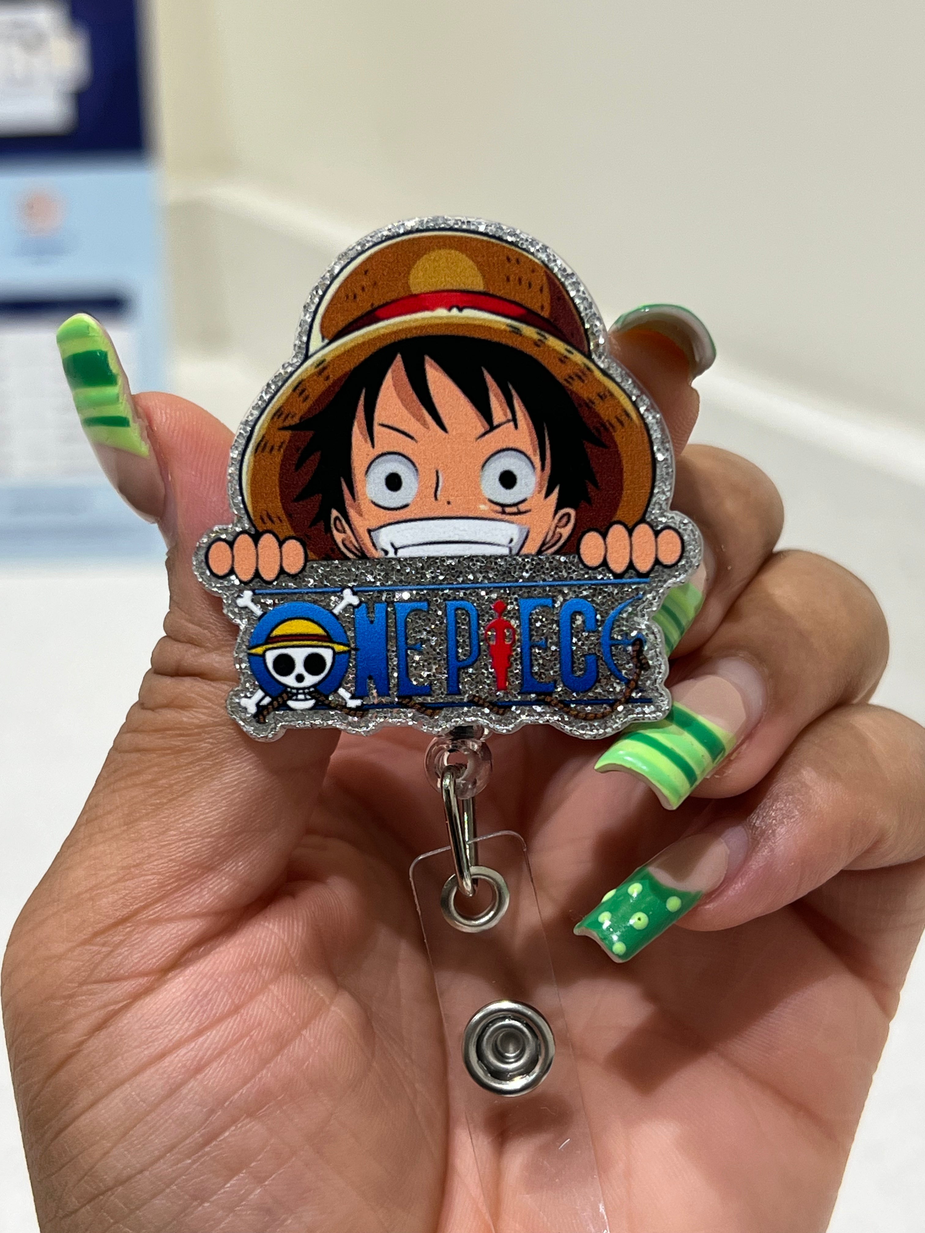Luffy One Piece Glitter Badge Reel