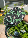 Goth Buttercup Scrub Cap | Dark Powerpuff Girls Print with Button & Tie
