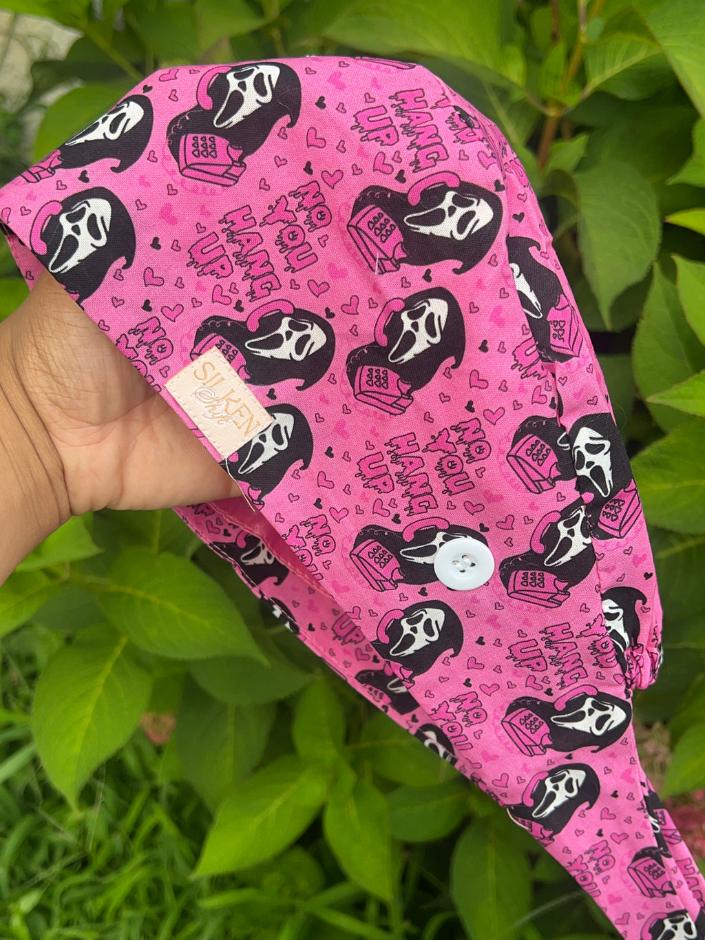 Pink Scream Ghostface Scrub Cap – Horror Valentine Print