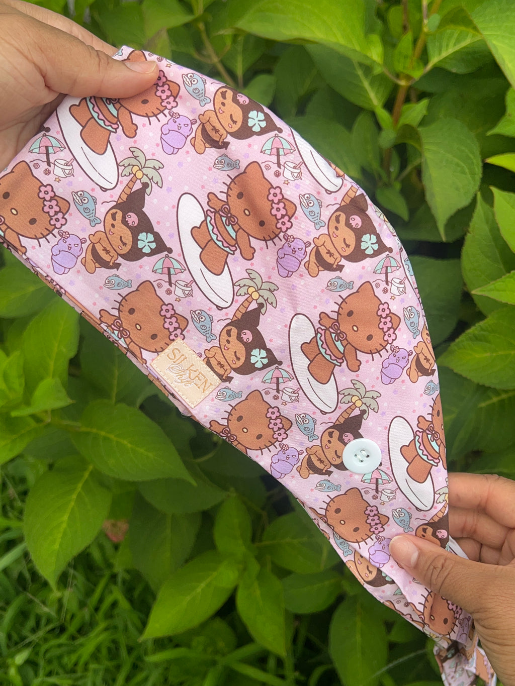 Pink Tropical Hello Kitty Scrub Cap – Hawaiian Beach Print