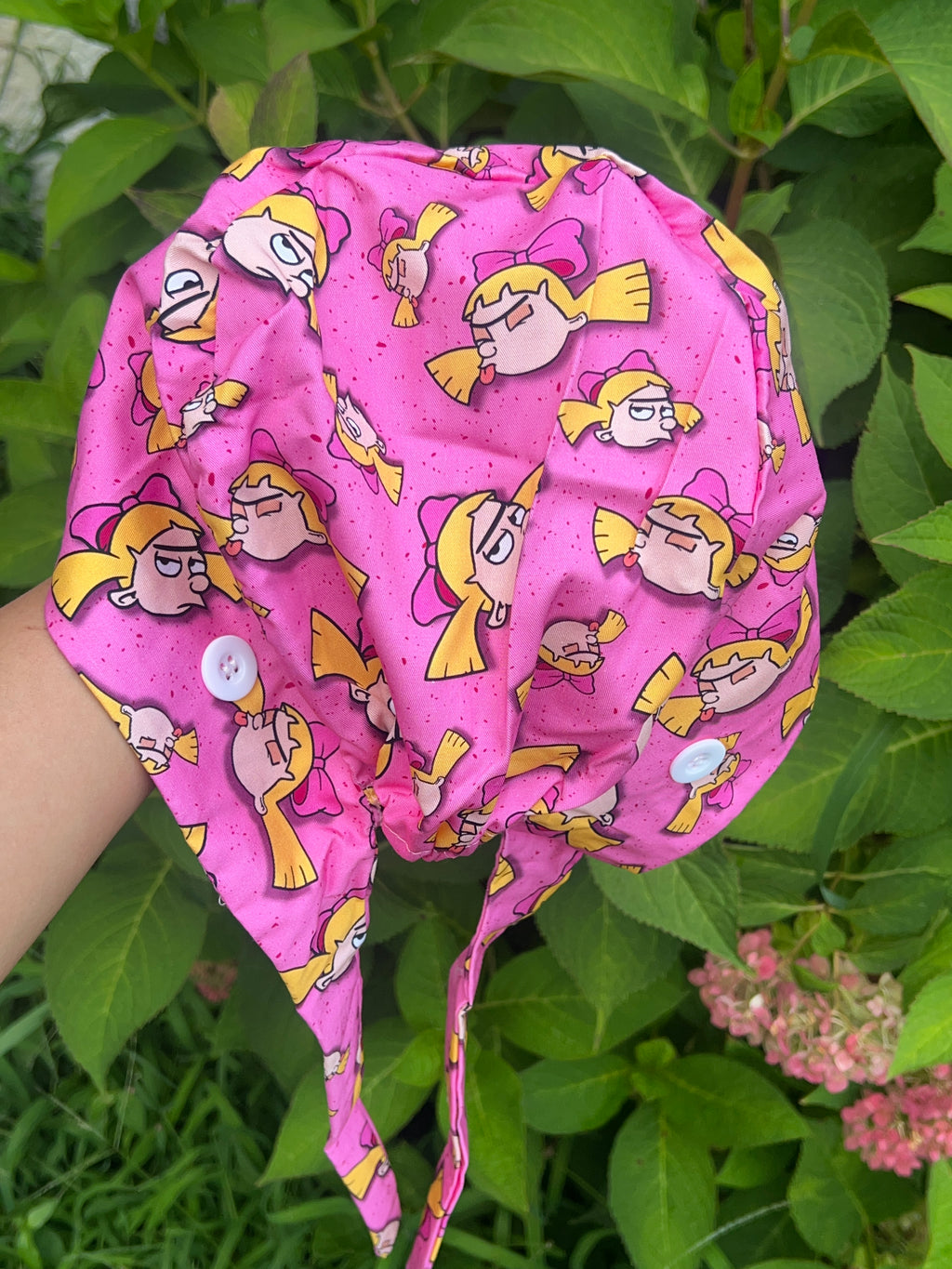 Pink Hey Arnold Helga Scrub Cap – Retro Cartoon Print