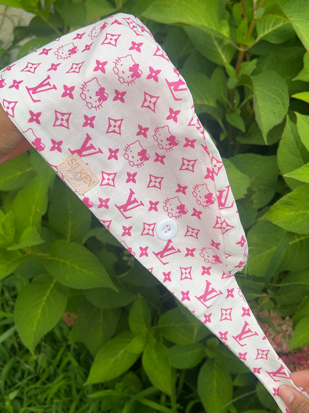 Pink Monogram Hello Kitty Scrub Cap – Designer-Inspired Print
