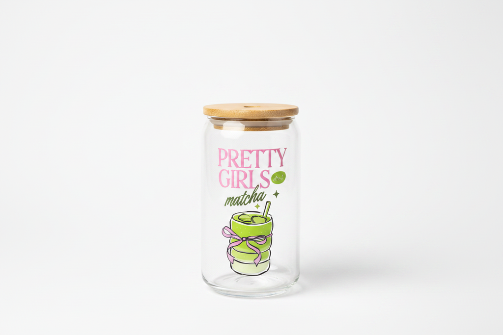 Pretty Girls Drink Matcha Glass Cup - Empty